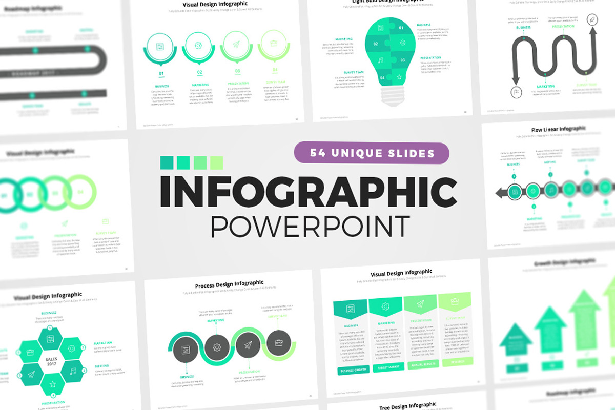 54 PowerPoint Infographic Elements, a Presentation Template by Wipavee (Photo 1 of 5)
