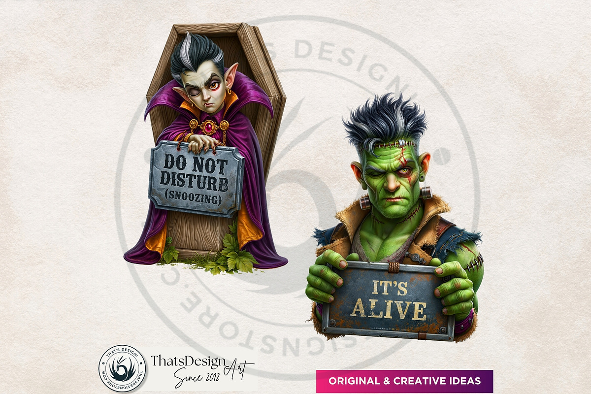 Funny Halloween Clipart PNG Set, a Seasonal Illustration by ThatsDesignArt (Photo 4 of 16)