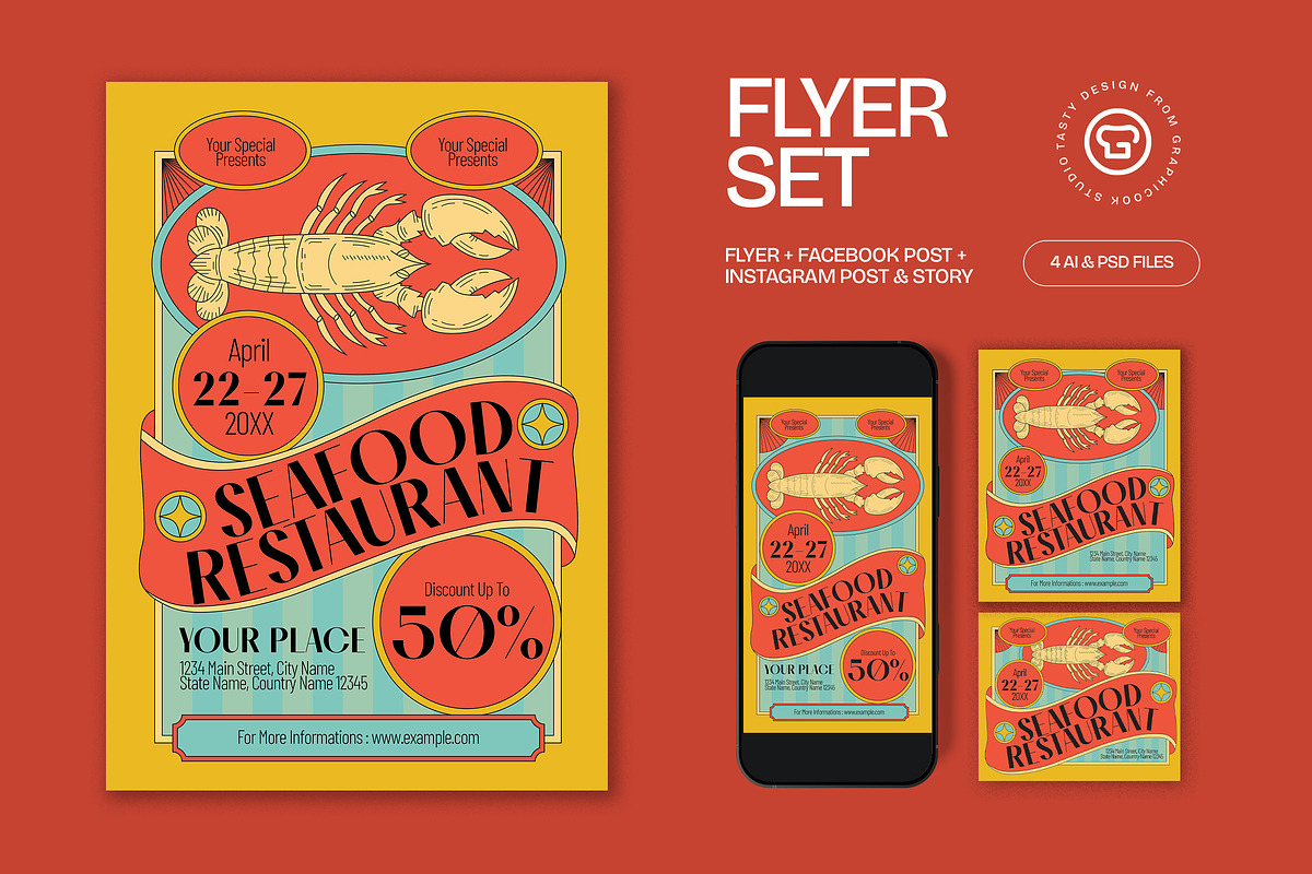 Seafood Restaurant Promotion Flyer, a Flyer Template by graphicook (Photo 1 of 3)