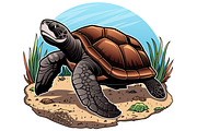 Peaceful Sea Turtle Vector Art, an Animal Illustration by Ghagra (Thumbnail 2 of 3)