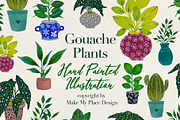 Watercolor Gouache Plants Leaves PNG, an Illustration by MakeMyPlaceDesign (Thumbnail 1 of 3)