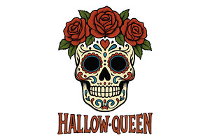 Hallow-Queen Sugar Skull Wall Art, a Background Graphic by LaseredNinja
