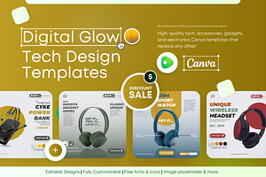 Digital Glow - Tech Canva Templates, a Social Media Template by Exceptionalways
