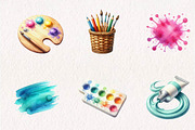 Watercolor Artist Clipart, a Seasonal Illustration by CreationArt (Thumbnail 2 of 7)
