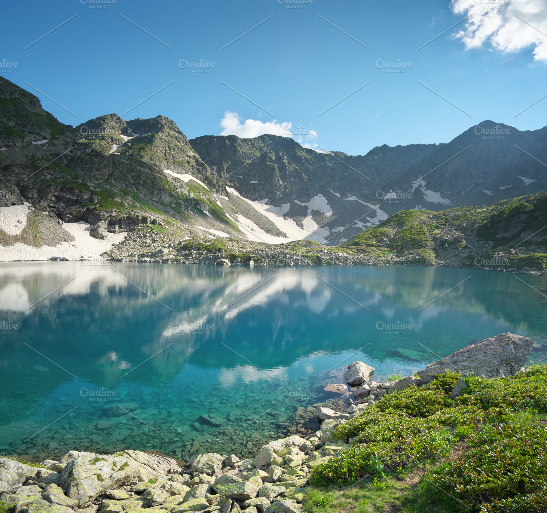 Beautiful summer landscape of Caucasus mountain, a Photo by djgis