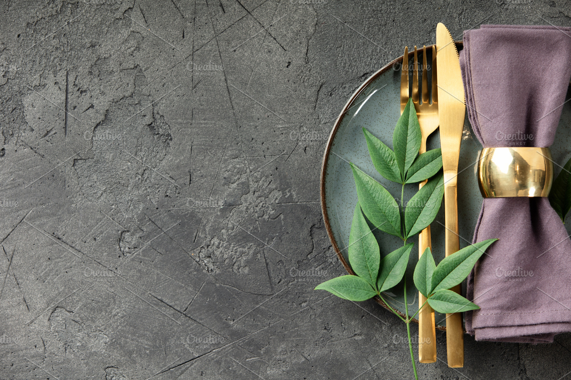Elegant Culinary Flat-Lay Collection with Gold Cutlery, Vintage Utensils, Spice, a Food & Drink Photo by Natalia Klenova's Shop