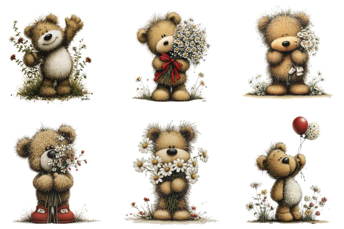 Whimsical Spring Teddy Bear Clipart, an Illustration by Designking (Photo 3 of 7)