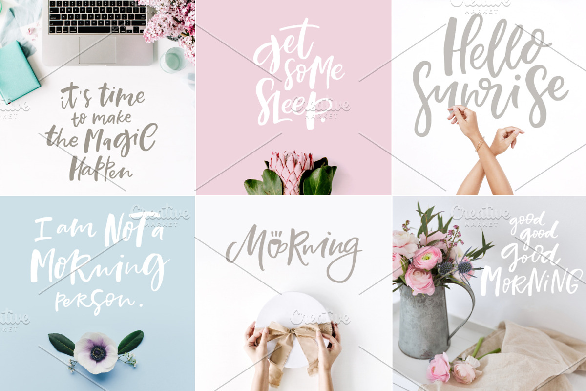 Morning Lettering Set, a Social Media Template by piyacler (Photo 2 of 6)