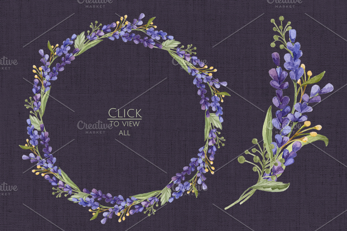 Watercolor set with Lavender Flowers, an Illustration by NataliVA (Photo 3 of 4)