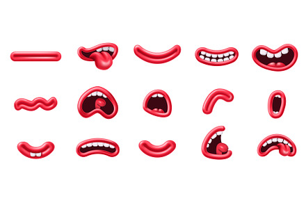 Cartoon mouth expressions. 3D, an Object Illustration by winwin.art