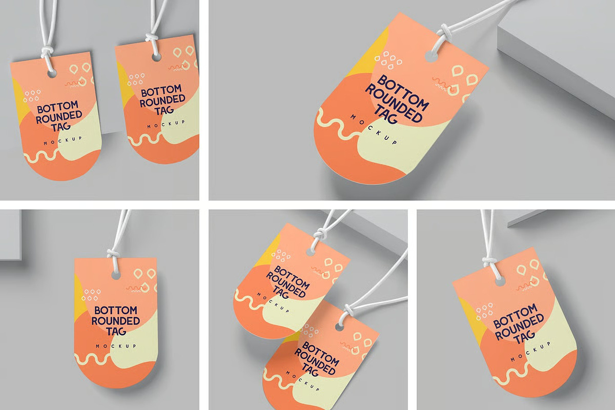 Side Oval Shape Tag Mockups, an Advertising Mockup by megostudi0 (Photo 1 of 7)