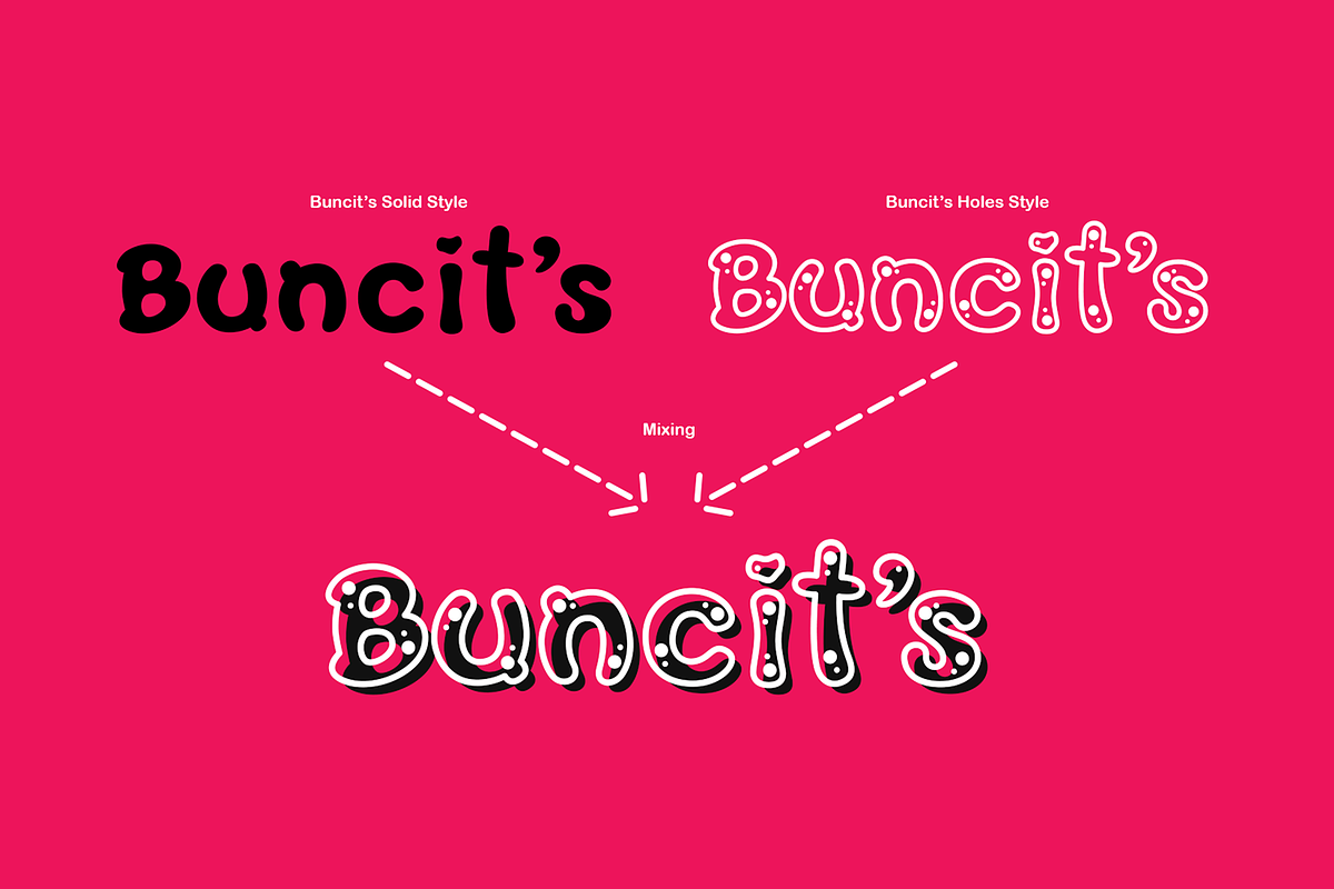 Buncits Cutes Typeface Font 2 Style, a Font by DiosiArt (Photo 2 of 10)