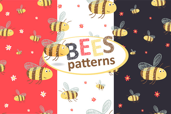 Seamless Patterns With Funny Bees
