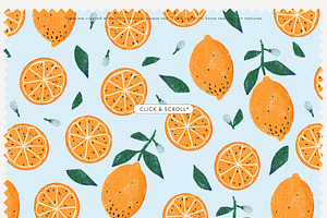 Fruits & Patterns Crayon Style Set