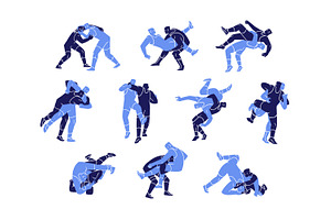 Wrestling poses, wrestlers fight set, a Sport Illustration by PaperTrident