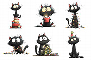 Funny Black Cat Christmas Clipart, an Illustration by Daily.Designs (Thumbnail 4 of 5)