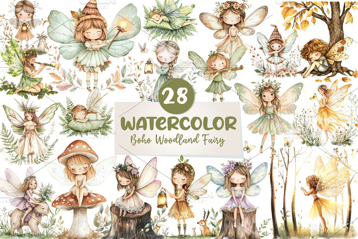 Boho Woodland Fairy Sublimation png, an Illustration by CreationArt (Photo 1 of 5)
