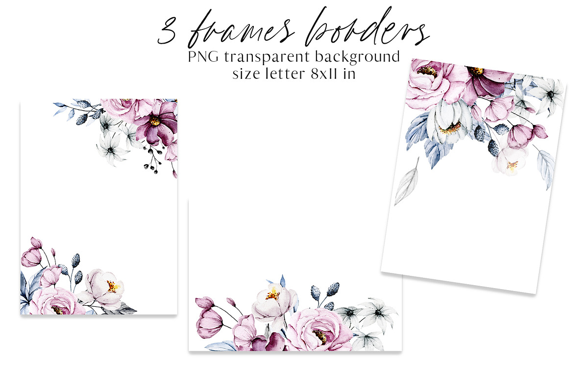 SALE! Watercolor pink & blue flowers, an Illustration by Larisa Maslova (Photo 10 of 11)
