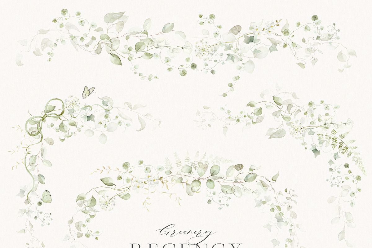 Watercolor Floral Green Ivy Leaf Set, a Decorative Illustration by Veris Studio (Photo 5 of 15)
