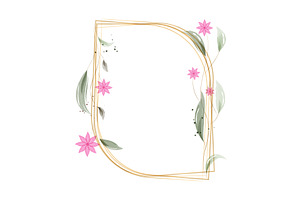 Elegant golden watercolor frame with, an Illustration by okskukuruza