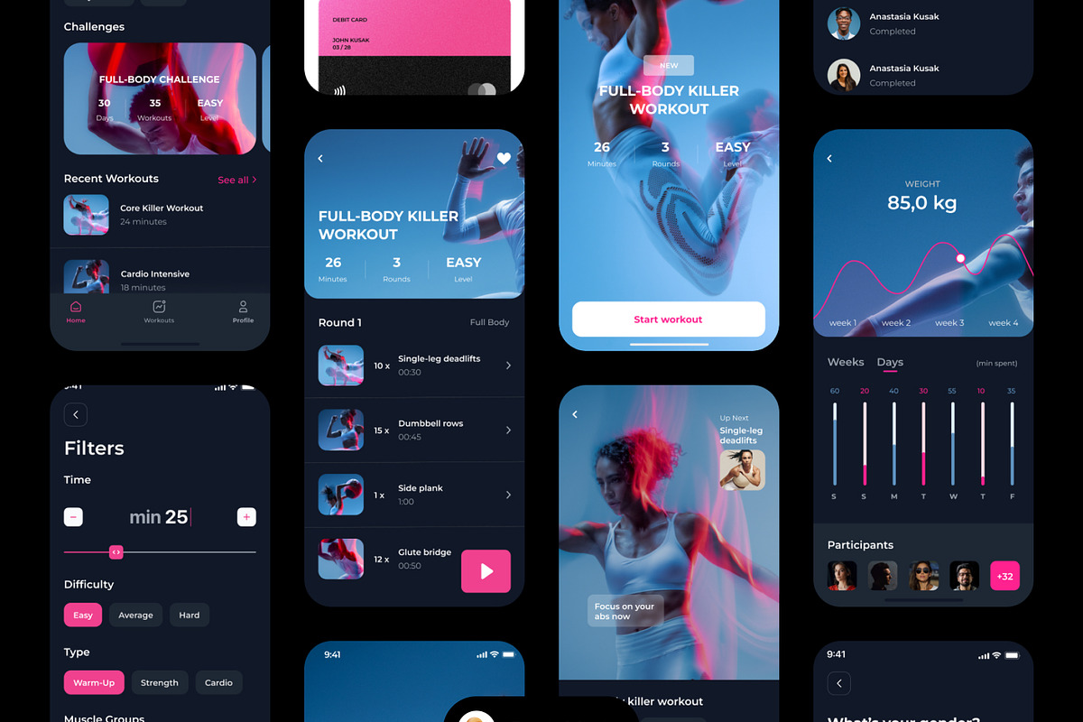Be Fit - Fitness App UI Kit Template, an App Template by AE.design (Photo 3 of 6)