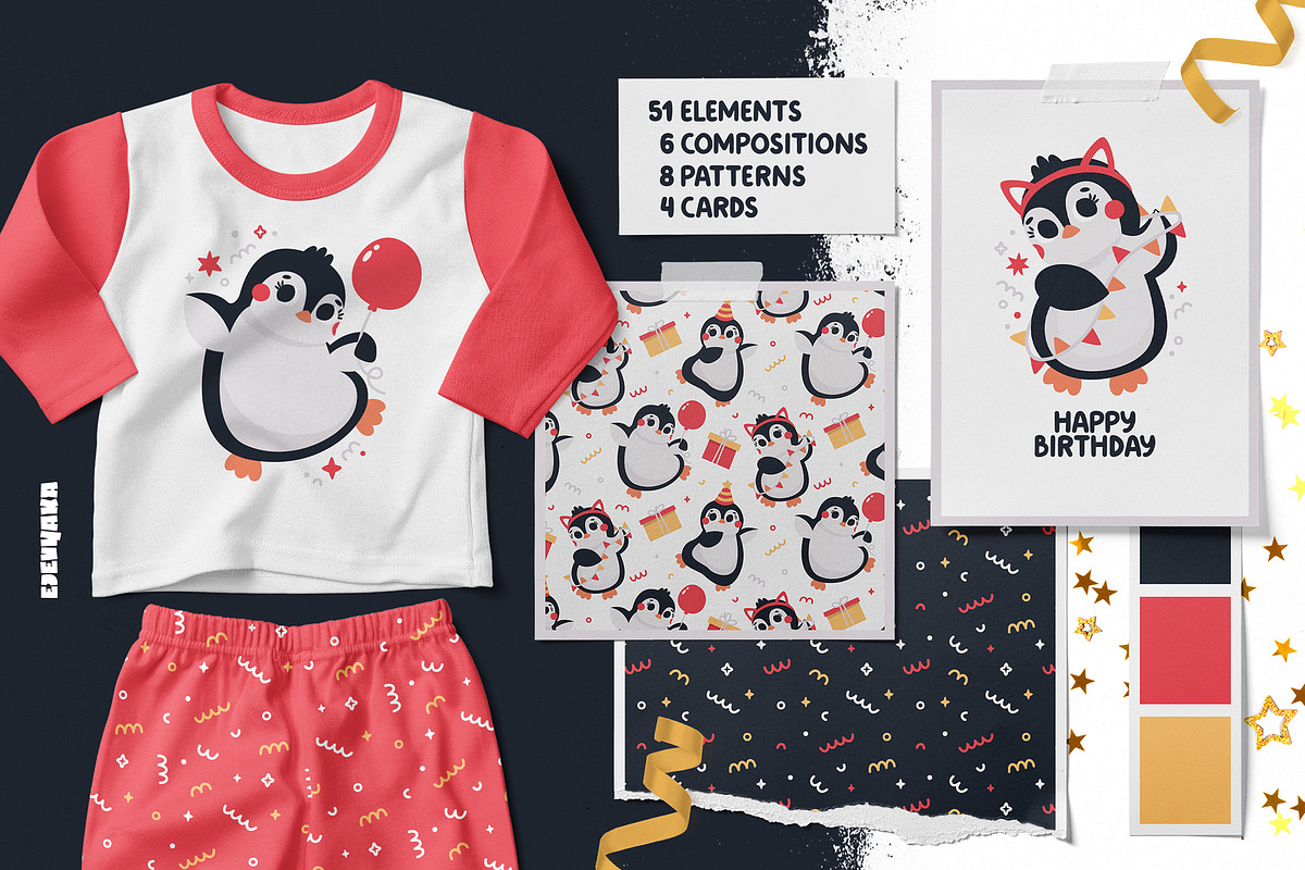 Penguin Party Creator | SVG & PNG, an Animal Illustration by Ejevyaka (Photo 2 of 8)