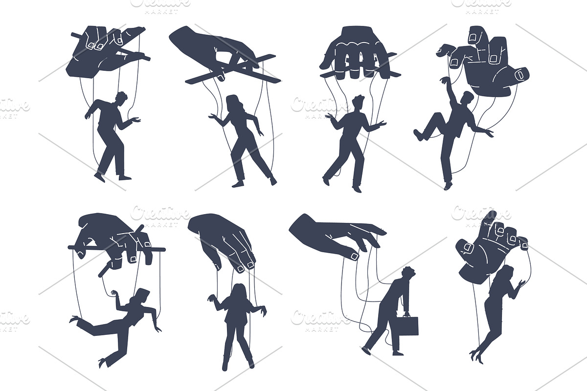 Set silhouettes human manipulator, a Person Illustration by YummyBuum