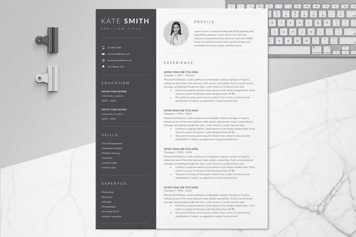 Resume Template / CV (One Page), a Resume Template by TheResumeCoach (Photo 2 of 8)