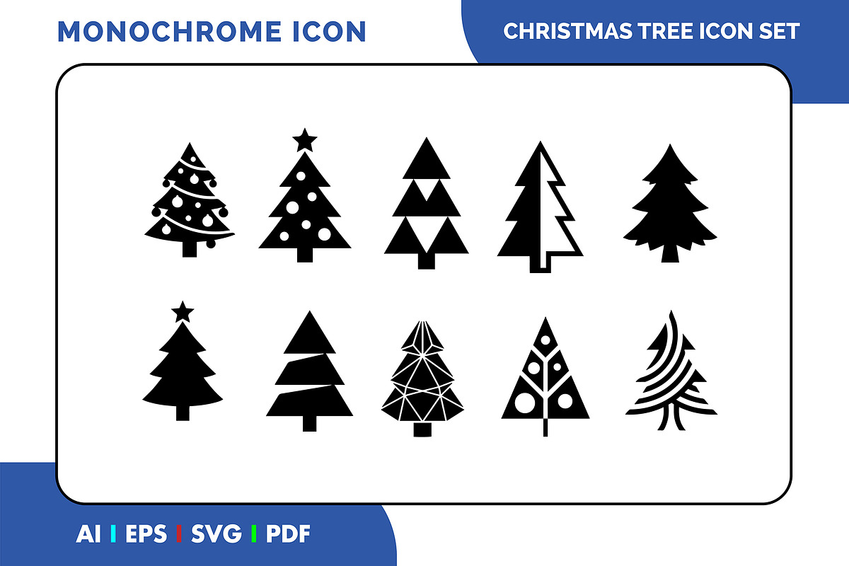 Christmas Tree Holiday Icon Set, a Solid Icon by Fontmine Studio (Photo 1 of 3)