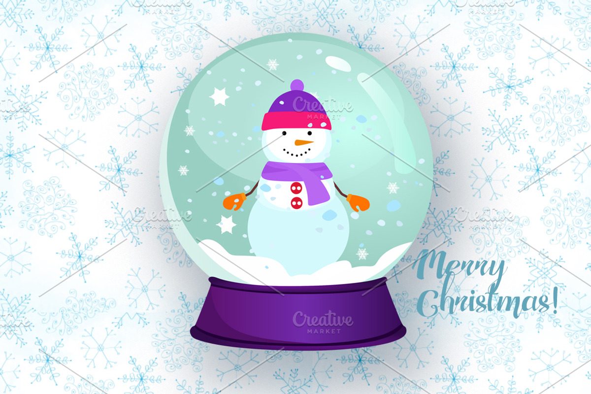 Christmas Snow Globes Vector Set, a Decorative Illustration by land art (Photo 5 of 6)