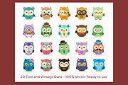 Owls Clip art/Owls Mascot Kit, an Animal Illustration by Manudesign (Thumbnail 1 of 3)