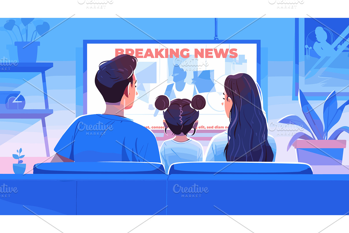 Family watch news. People watching, a Person Illustration by Stock-Smart-Start