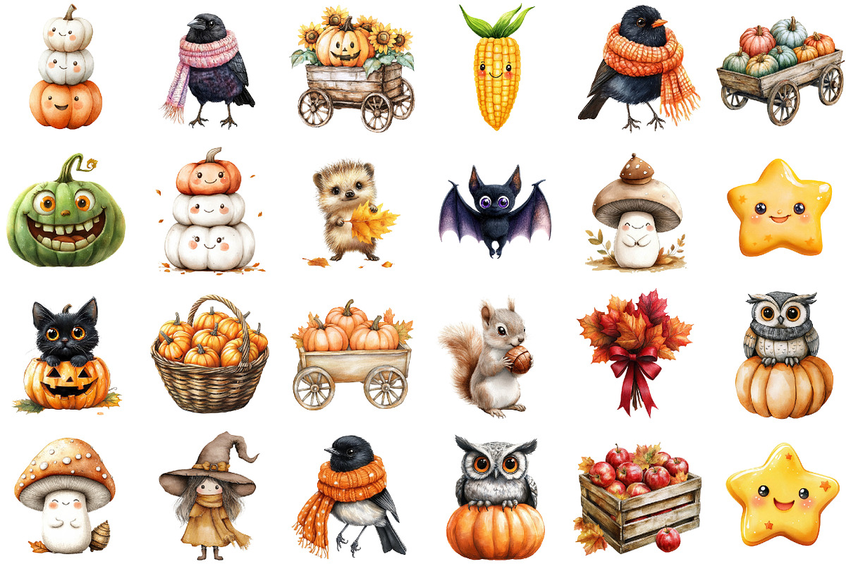 Harvest Moon Pumpkin Wagon Clipart, a Seasonal Illustration by designcity5 (Photo 2 of 5)