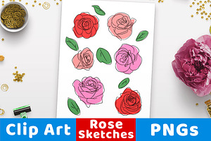 Sketch Roses Clipart