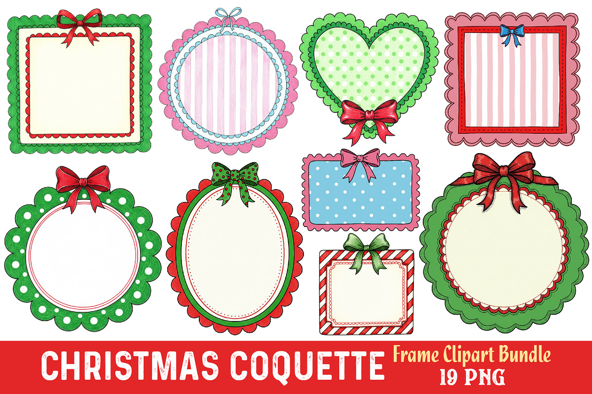 Christmas Coquette Frame Clipart, an Illustration by Dream Creation (Photo 1 of 4)