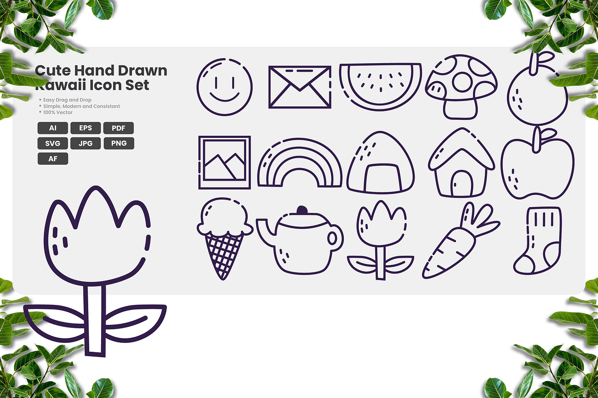Cute Kawaii Doodle Icon Pack, an Outline Icon by erifqizeicon (Photo 3 of 3)