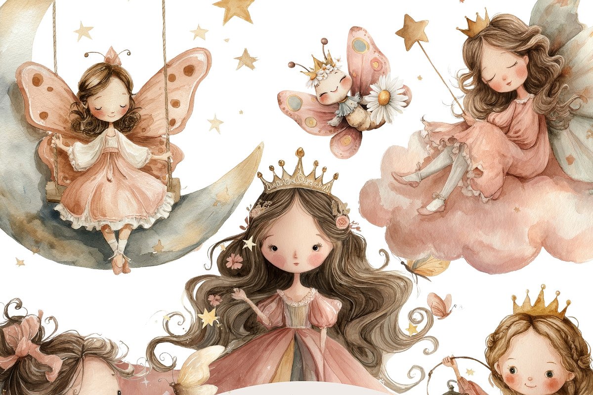 44 Butterfly Princess Clipart, an Illustration by Pati Charm Studio (Photo 1 of 9)