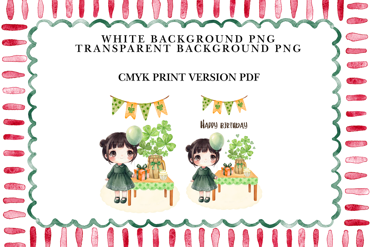 Watercolor Birthday Card & Clipart, a Card Template by Pink_bloom (Photo 3 of 5)