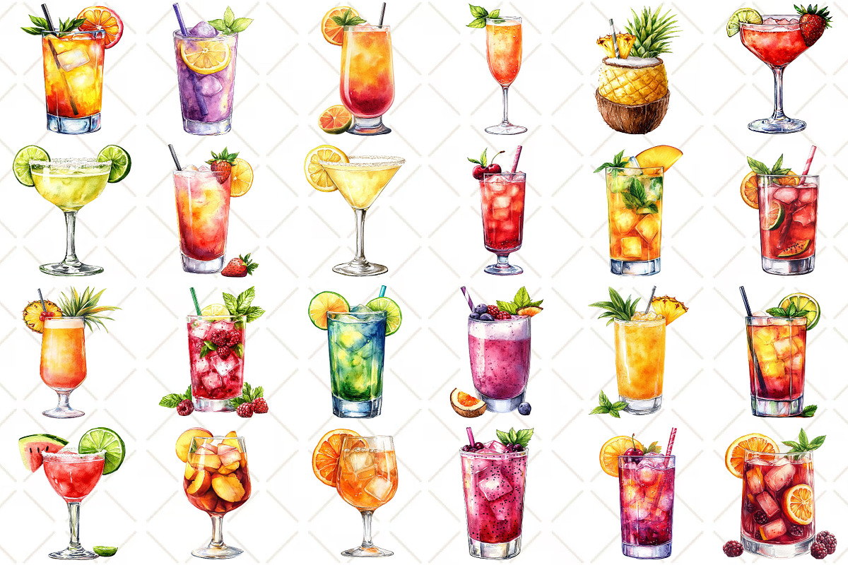 Summer Cocktail Sublimation Clipart, an Illustration by Black Bird Studio (Photo 2 of 5)