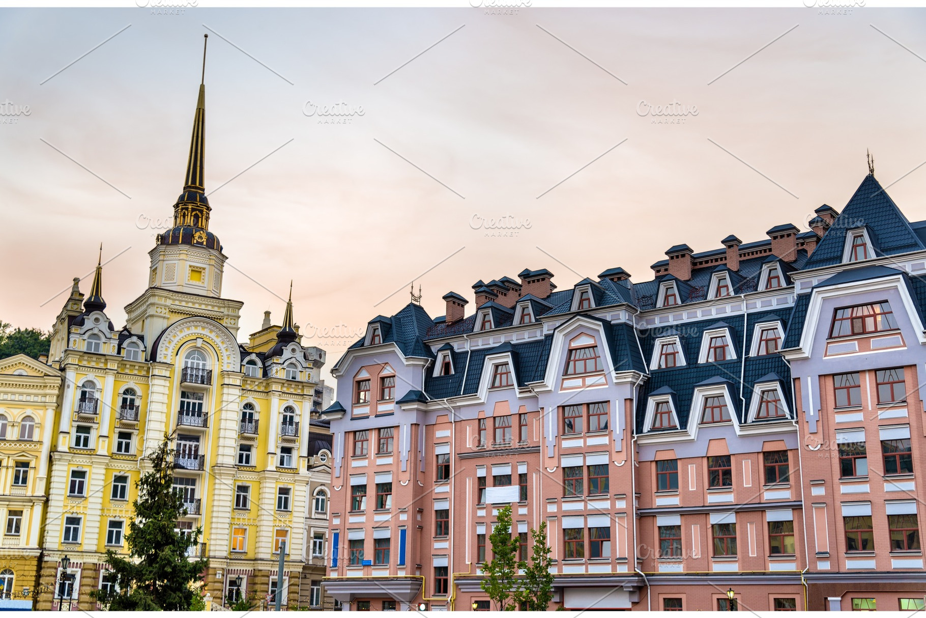 Buildings in Vozdvizhenka district of Kyiv - Ukraine, an Architecture Photo by Leonid Andronov