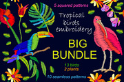 Tropical Birds. Big Embroidered Set, an Object Graphic by Svetlana Kononova (Thumbnail 1 of 3)