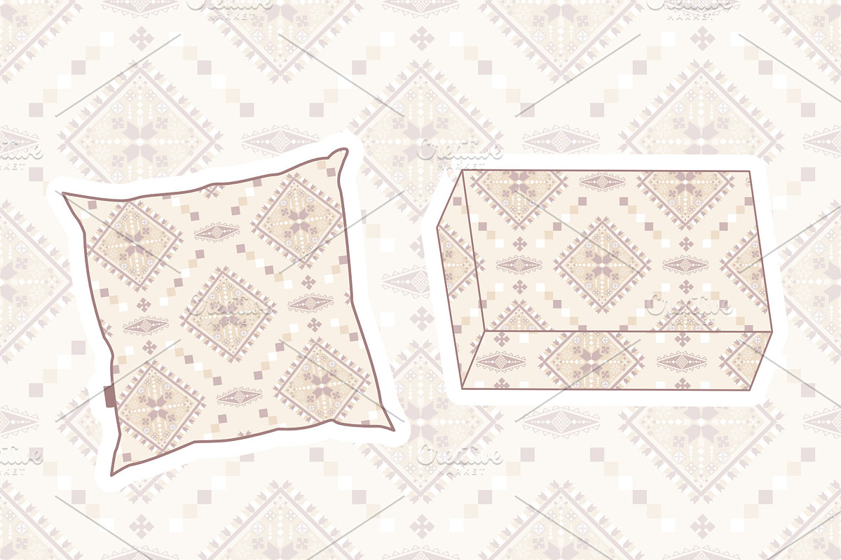 Cream Beige Geometric Ethnic Pattern, a Pattern Graphic by ThaiByGaew (Photo 3 of 5)