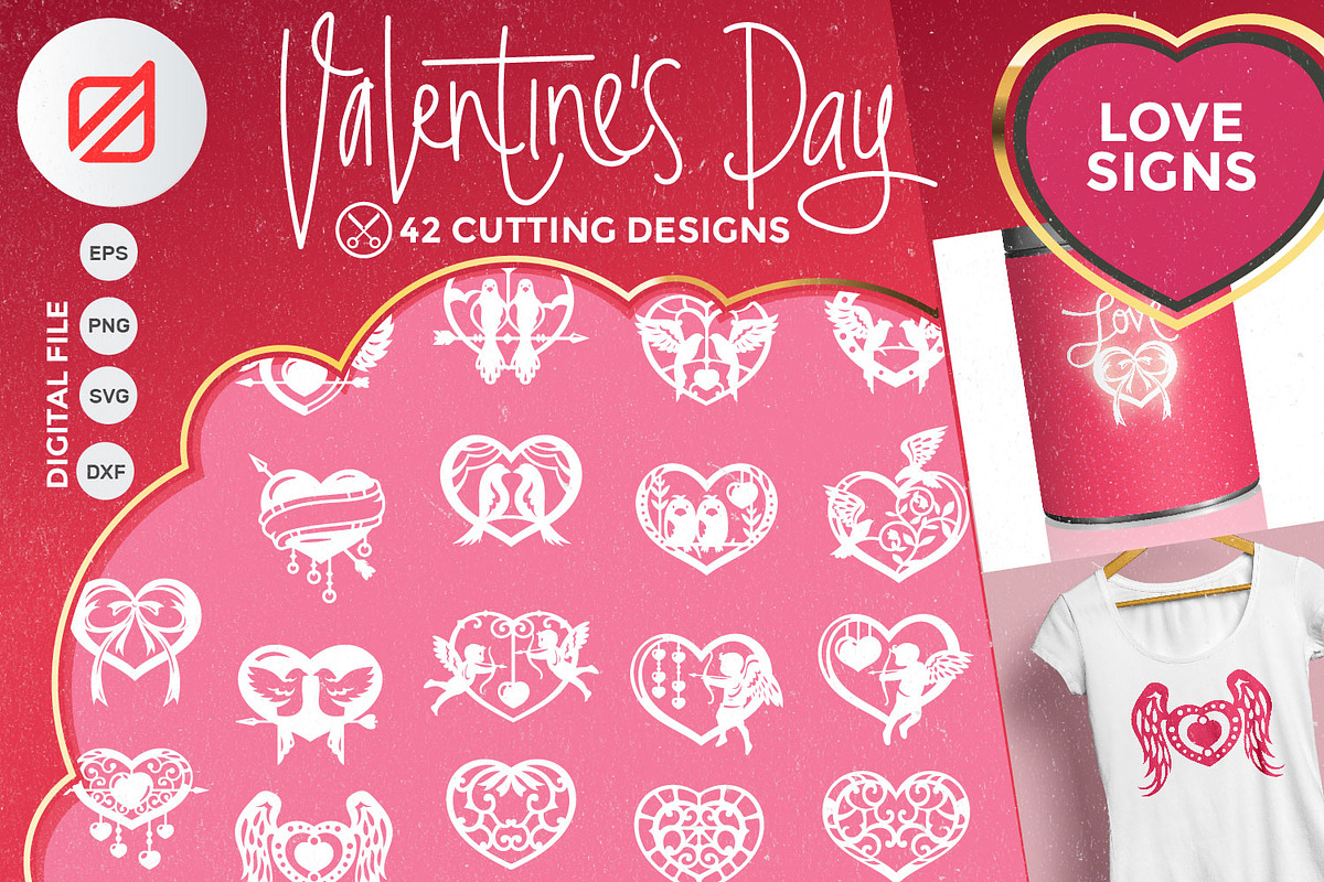 Valentine's Day Love Sign Cutting, a Decorative Illustration by defarmerdesign (Photo 1 of 5)