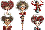 Quirky Valentine Girl Clipart, an Illustration by Craft Nest (Thumbnail 7 of 10)