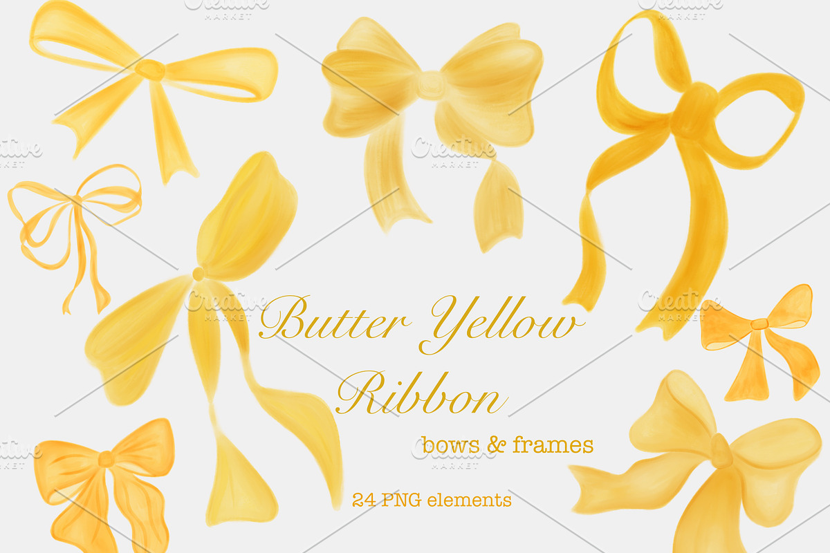 Whimsical Butter Yellow Bows clipart, a Decorative Illustration by Oleksandra Illustrates (Photo 1 of 13)