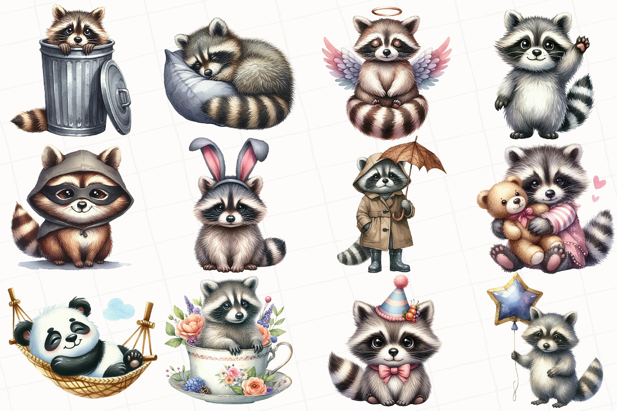 Cute Raccoon Sublimation Clipart, an Illustration by OK Design (Photo 5 of 5)