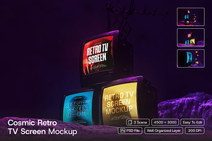 Stacked Retro CRT TV Screen Mockup