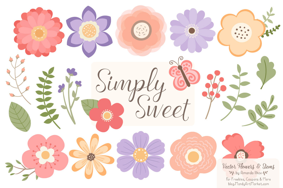 Wildflowers Vector Clipart, an Illustration by Amanda Ilkov (Photo 1 of 4)