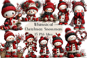 Whimsical Christmas Snowman Clipart, a Seasonal Illustration by Creative Art