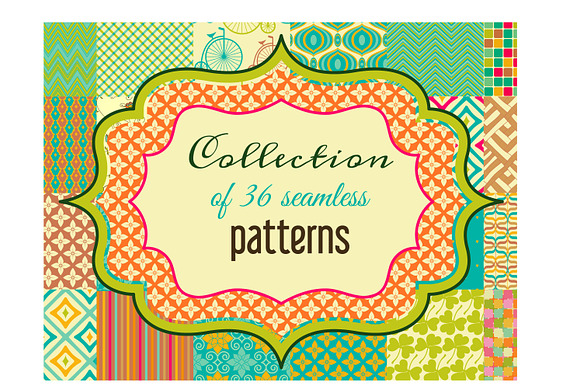 Collection of 36 seamless patterns preview 5